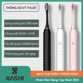 Bàn Chải Điện Đa Năng Thông Minh, Máy Đánh Răng Sonic X-3 Sóng Âm Tặng Kèm 4 Đầu Thay Thế