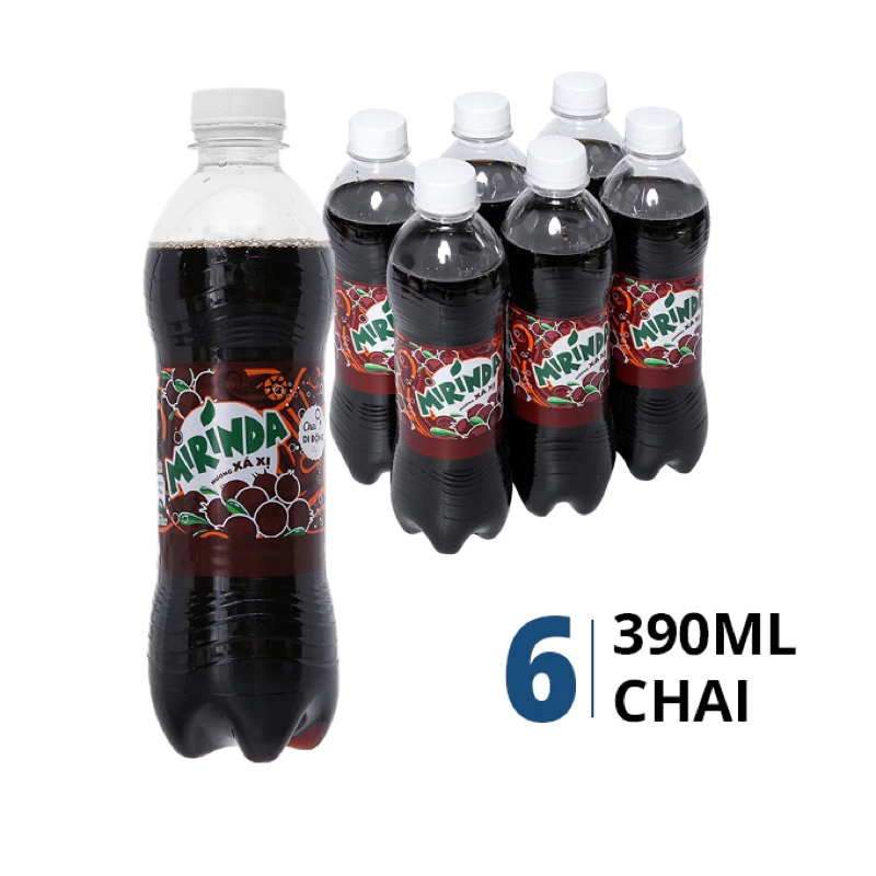 Lốc 6 chai nước ngọt có gas Mirinda xá xị 390ml