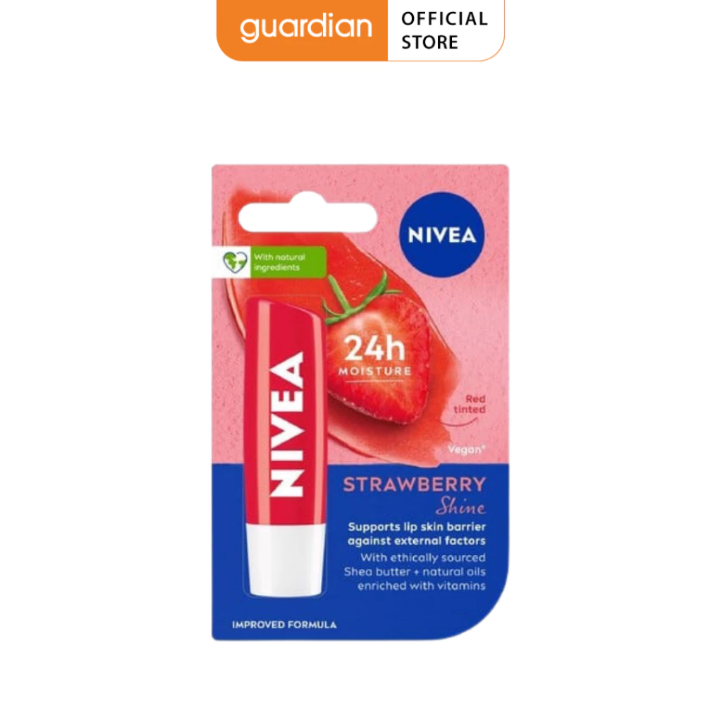 Son Dưỡng Nivea Strawberry Shine Lip Balm Màu Đỏ Dâu Tây 4,8Gr