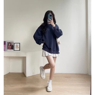 Áo Nỉ Sweater Nữ Form Rộng Vải Nỉ Bông Dày Dặn NỈ TRƠN PHONG CÁCH HÀN QUỐC M1140