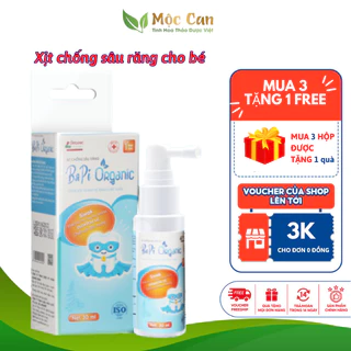 Xịt chống sâu răng Bapi Organic, xịt sâu răng cho bé dưới 1 tuổi, hết hôi miệng, vàng răng, chống sâu răng, viêm lợi