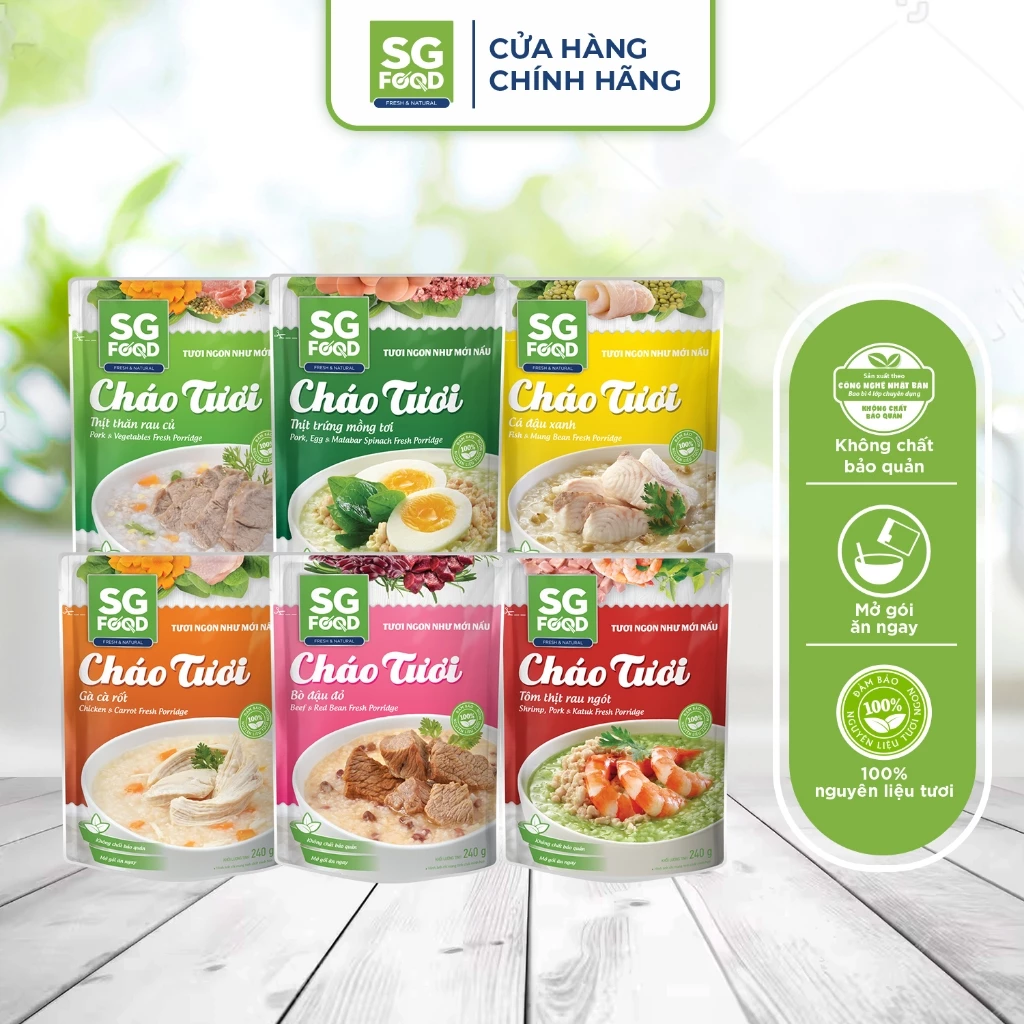 Cháo tươi Deli Sài Gòn Food đầy đủ các vị 240g