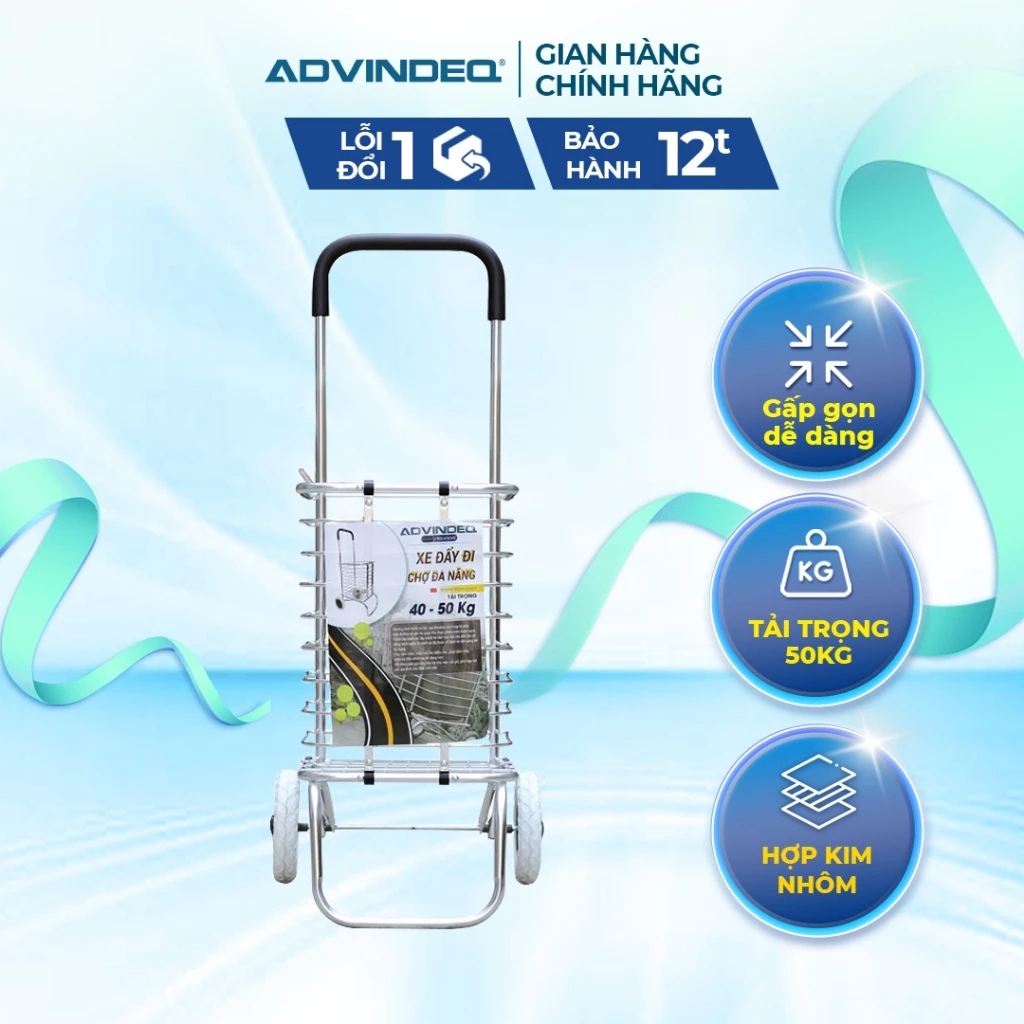 Xe kéo đi chợ đa năng ADVINDEQ TL-90C giỏ kéo siêu thị có thể gấp gọn bảo hành chính hãng 12 tháng