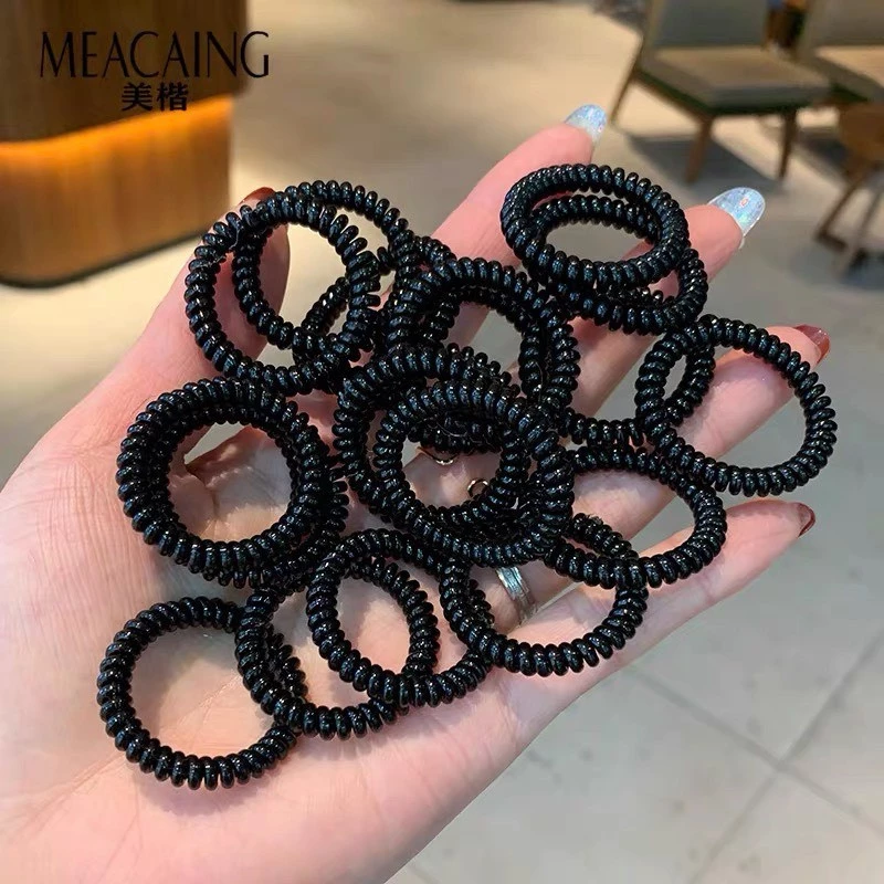 Dây thun cột tóc chun lò xo màu đen nhỏ bằng nhựa tiện lợi