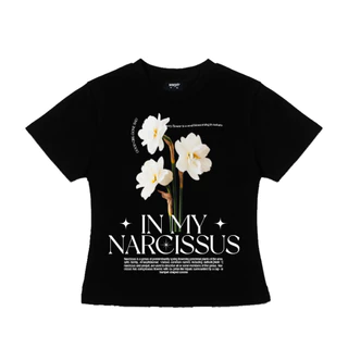 Áo thun babytee WEAR WHAT YOU NEED in my narcissus baby tee black / white cotton 250GSM