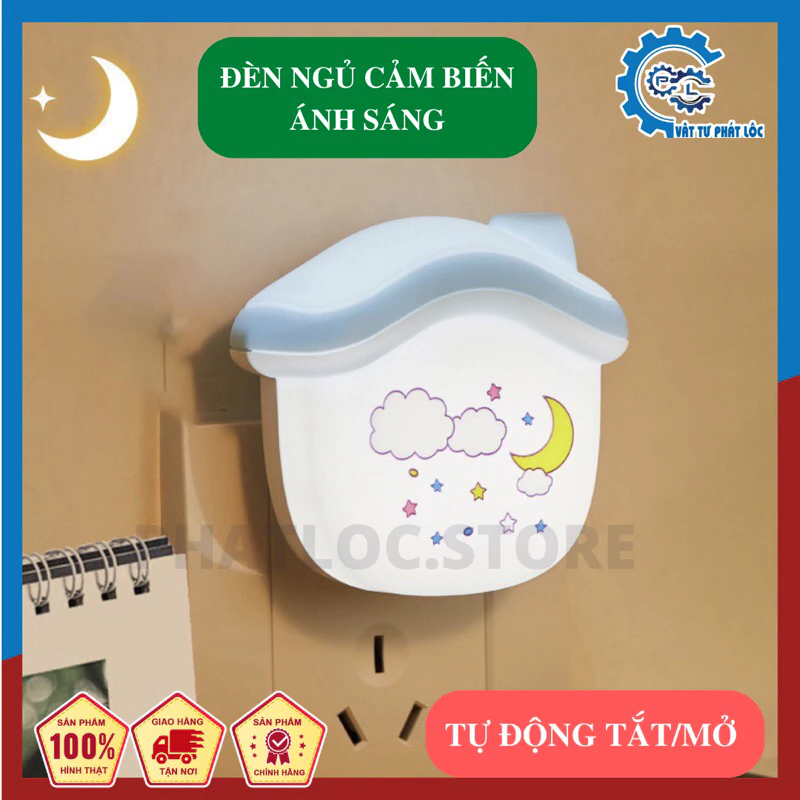 Đèn ngủ cảm ứng LED ngôi nhà cảm biến ánh sáng tự động tắt bật decor