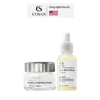 Bộ 2 sản phẩm ngừa mụn, thâm, mờ sẹo và dưỡng trắng da Cosan gồm Serum 30ml + Kem dưỡng 30g