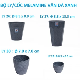 Ly / cốc nhựa uống trà đá emeelamine vân đá xanh nhiều kiểu