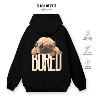 Áo hoodie nỉ bông BLACK OF EXIT Bored Dog nam nữ form rộng thu đông Local Brand