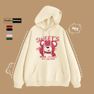 Áo Hoodie Gấu Sweet Nam Nữ By PEABOO Unisex Chất Nỉ Lót Bông Mũ 2 Lớp Form Rộng