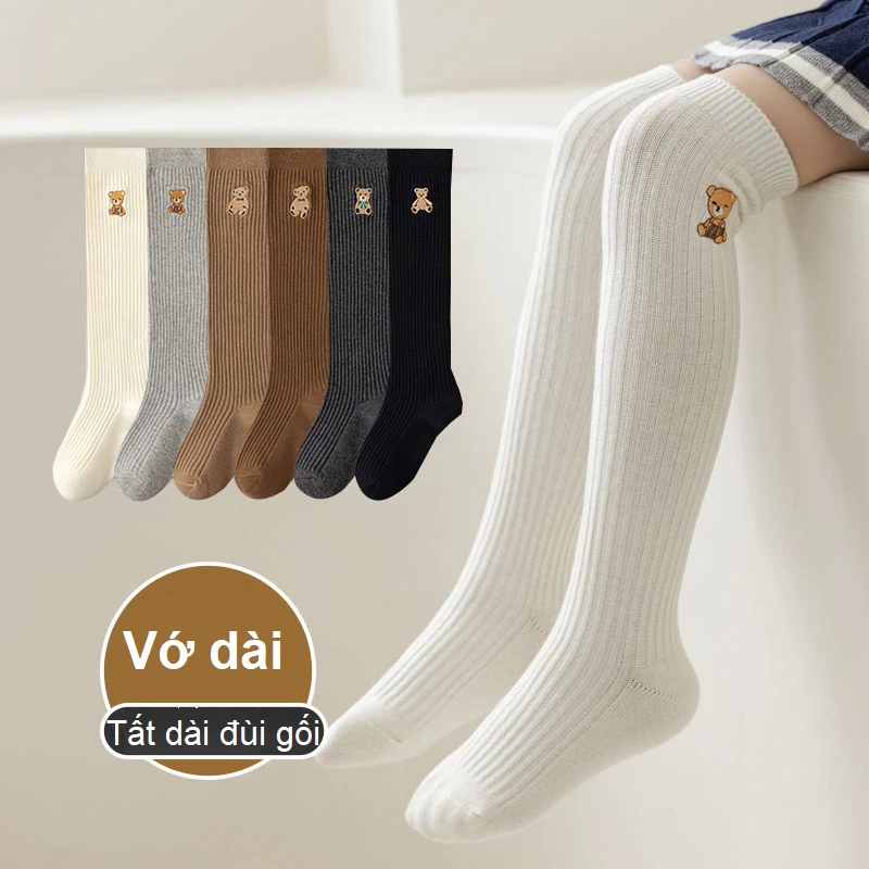 Vớ dài qua gối, tất dài cho bé gái nhiều màu, chất len đanh mịn phong cách Hàn Quốc, size từ 3 đến 12 tuổi