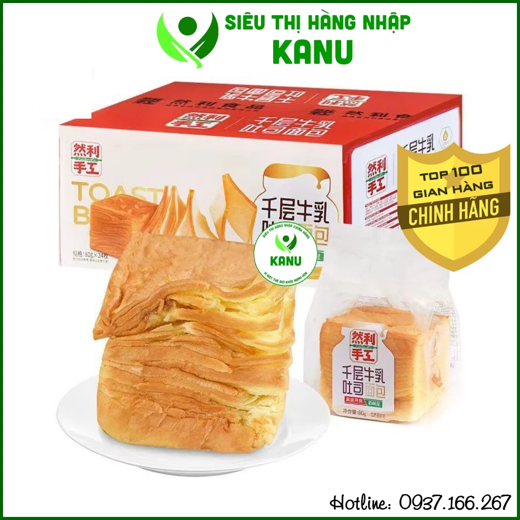 [Thùng 24 cái] Bánh mì gối ngàn lớp bơ sữa Nhiên Lợi mềm mịn thơm ngon mini, đồ ăn vặt ngon rẻ