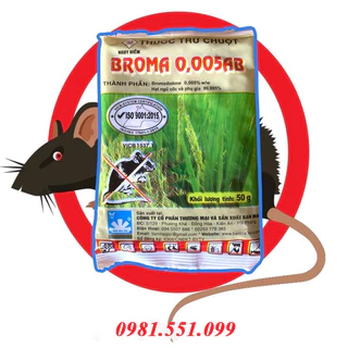 Thuốc diệt chuột trộn sẵn thế hệ mới Broma 0,005 AB (gói 50g)