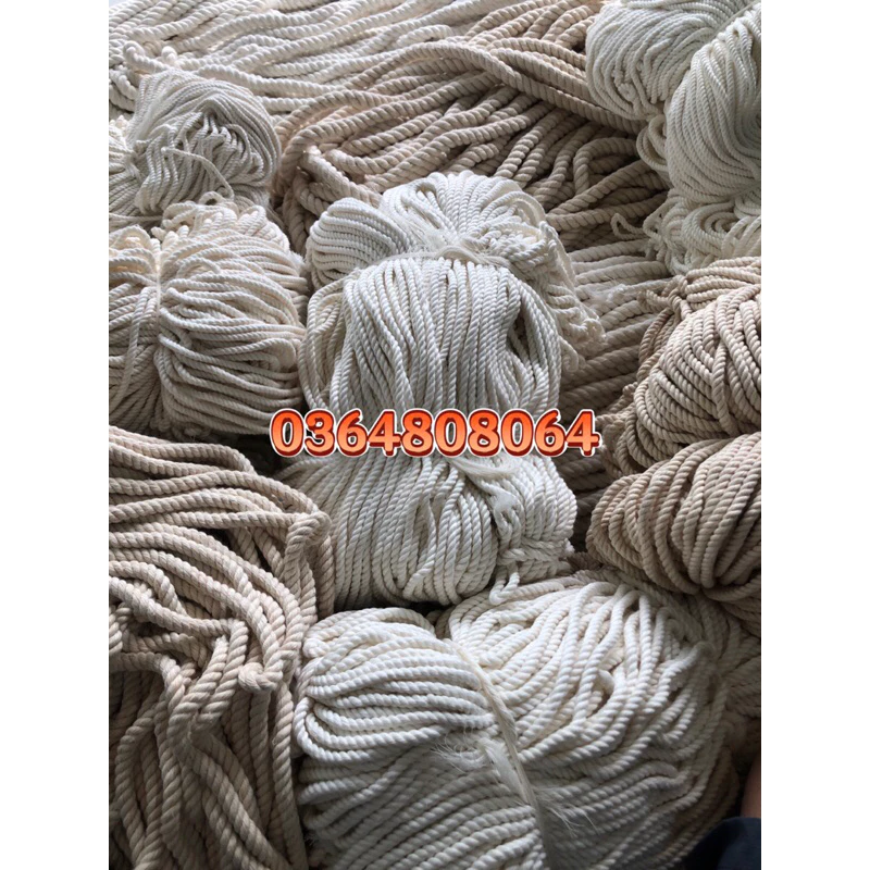 Dây Thừng Se Macrame, Cotton, 1 Xoắn (2mm, 3mm, 4mm, 5mm, 7mm, 10mm…) Màu Kem, Ngà Vàng