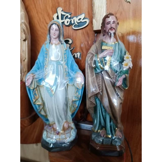 Bộ 2 tượng Đức Mẹ Ban Ơn Thánh Giuse cao 30cm VẼ TAY THỦ CÔNG chất liệu composite mẫu mới sang trọng