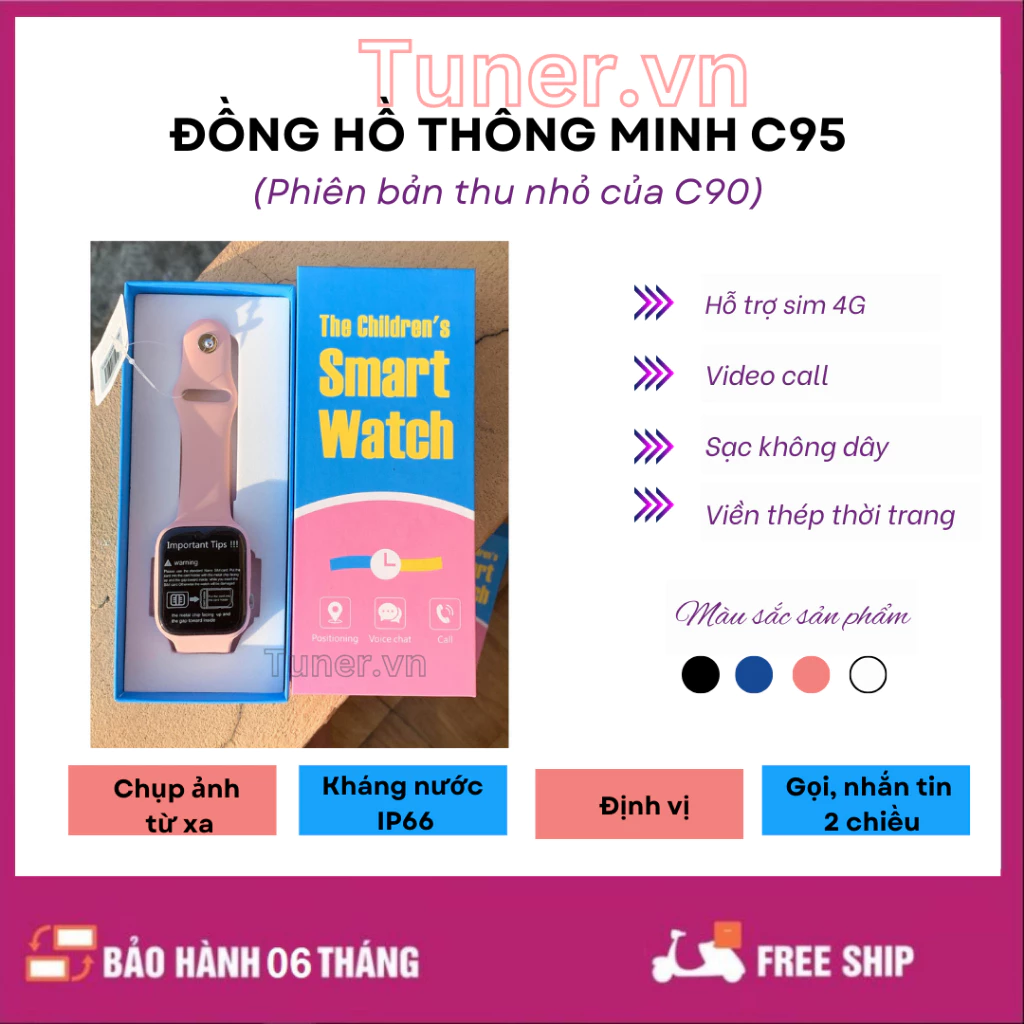 (BẢN 2024) VIDEO CALL Đồng Hồ Thông Minh 4G C95 Cho Trẻ em, Học sinh, Sinh viên Định vị  Lắp Sim, gọi thoại 2 chiều