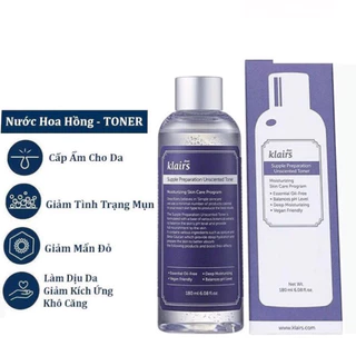 [CHÍNH HÃNG 100%] Nước Hoa Hồng Không Mùi Dưỡng Ẩm Da và Làm Mềm Da Klairs Supple Preparation Unscented 180ml