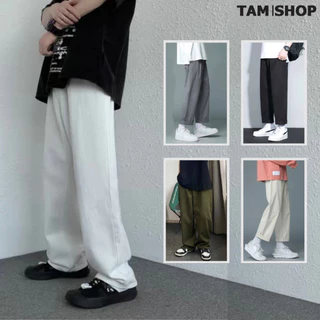 Quần KaKi Nam Nữ Co Giãn Ống Rộng Dáng Công Sở Thiết Kế Lưng Thun Dáng 4 Màu Đen Kem Xám Xanh Rêu - TÂM SHOP