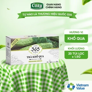 Trà Khổ Qua Túi Lọc Thảo Mộc 365 Cozy Thơm Ngọt Không Đắng, Hỗ Trợ Cải Thiện Giấc Ngủ (20 túi lọc x 1.5g)