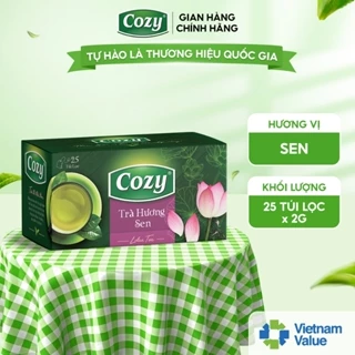 Trà Hương Sen Túi Lọc Cozy Giúp Tinh Thần Tỉnh Táo Hỗ Trợ Giải Nhiệt Thanh Lọc Cơ Thể (25 túi lọc x 2gr)