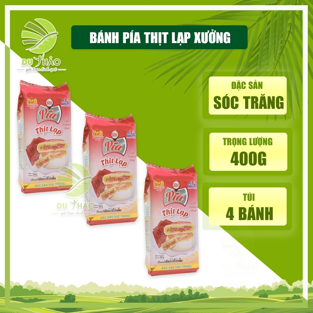 Combo 3 gói bánh pía thịt lạp Tân Huê Viên 400gr, bánh pía nhân mặn túi 4 bánh, đặc sản Sóc Trăng