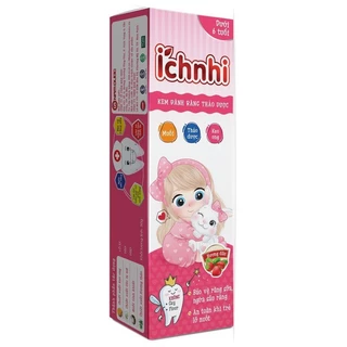 Kem đánh răng thảo dược Ích Nhi_hương dâu tuýp 50g_ cho bé dưới 6 tuổi nuốt được, bảo vệ răng sữa, ngừa sâu răng cho bé