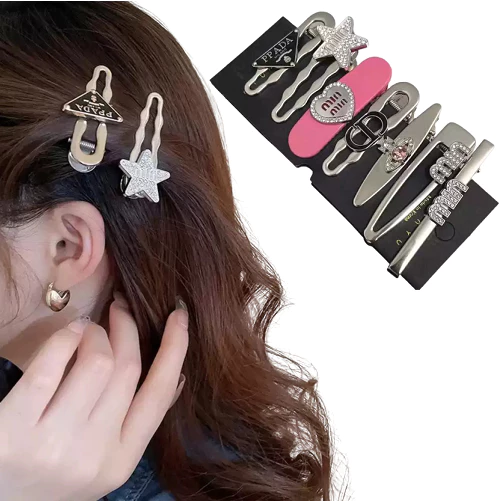 [HCM Giá Rẻ] Set 7 Kẹp Tóc Mái Đính Đá Cao Cấp Phong Cách Y2K Min Min Màu Bạc Dễ Thương