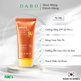 Kem Chống Nắng White Sunblock Cream DaBo Trắng Da, Kiềm Dầu Spf 50 pa +++ 70ml Hàn quốc