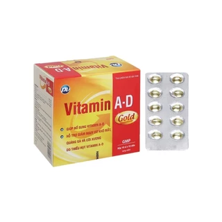 [Cam kết chính hãng] Vitamin AD Gold hộp 10 vỉ x 10 viên nang mềm Phúc Vinh