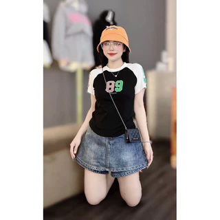 Áo thun babytee raglan siêu tôn dáng - freesize 40-58kg [SỐ 89]