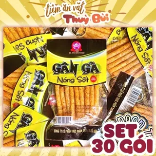 Bịch 30 Gói Snack Gân Gà Nóng Sốt BA  ANH EM, Gân Gà Que Tăm Cay Tuổi Thơ, đồ ăn vặt cổng trường