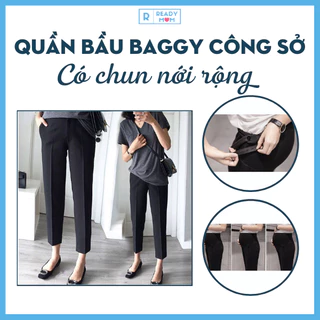 Quần Bầu Baggy Công Sở Màu Đen | Có Chun Nới Rộng | Vải Mềm Mát | Hàng Trung Quốc Q24