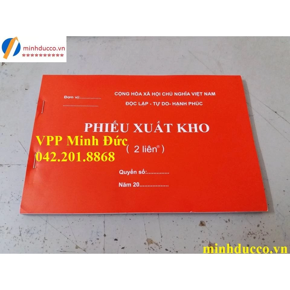 Phiếu xuất kho 2 liên 100 tờ Kích thước 13 x 19