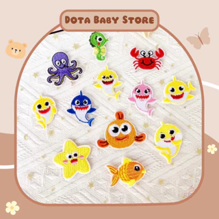 Sticker BABYSHARK Dán Vải, Sticker Ủi Thêu Quần Áo, Balo, Túi, Mũ Cho Bé