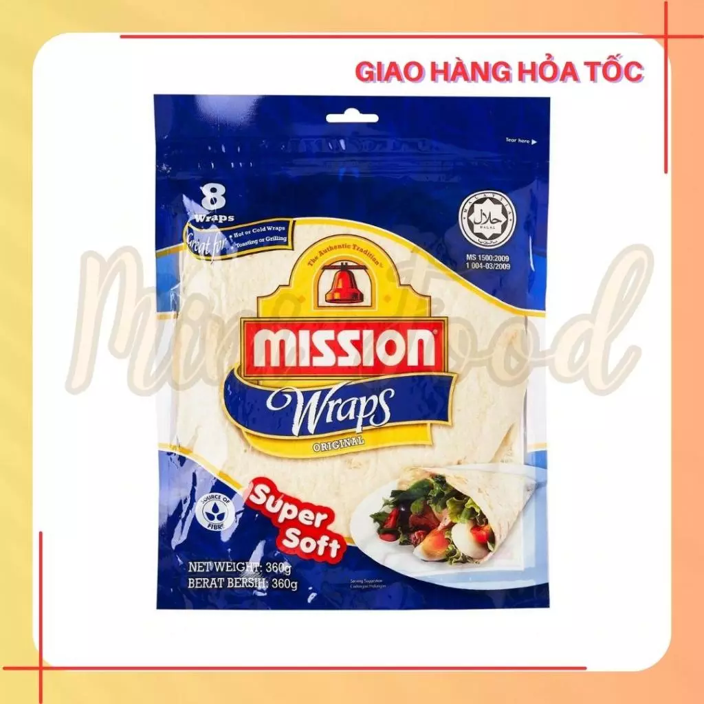 Vỏ bánh Roti Tortillas Wraps Mission gói 360g 8PCS [Mini Food]