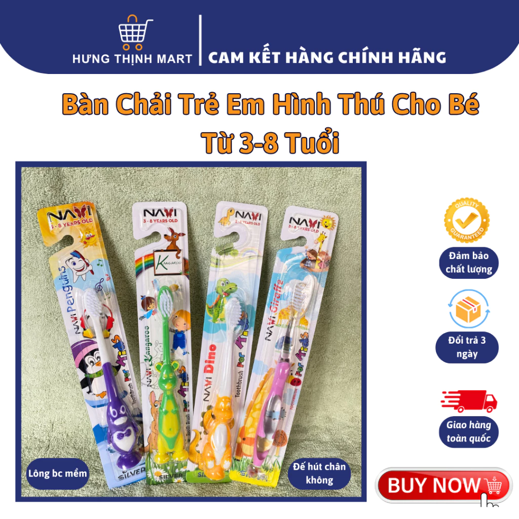 Bàn Trải Đánh Răng Navi Trẻ Em Hình Thú, Có Đế Hút Chân Không, Lông mềm