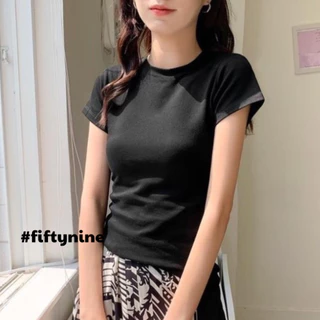 Áo babytee nữ trơn kiểu basic FN áo thun cổ tròn tay ngắn ôm body sexy tôn dáng chất thun gân dày dặn