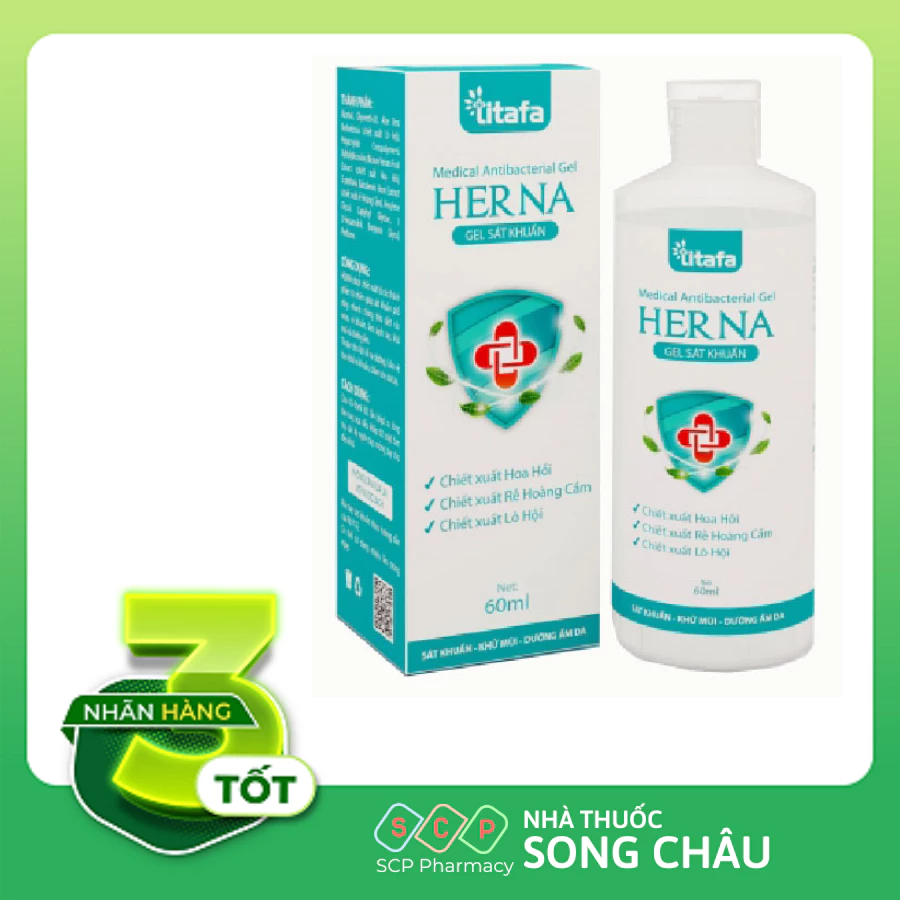 Gel sát khuẩn thảo dược Herna - Thơm, sạch, khử mùi, sát khuẩn không gây khô tay, nhờn rít