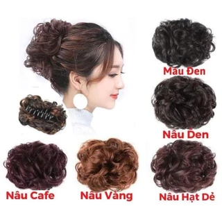 Tóc giả búi kẹp ngoặm xoăn Koty Beauty búi rối trung niên cao cấp dễ sử dụng