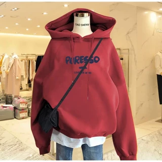 Áo hoodie nữ nam khoác nỉ form rộng KONOVA chất liệu nỉ bông ấm áp in chữ PURESO