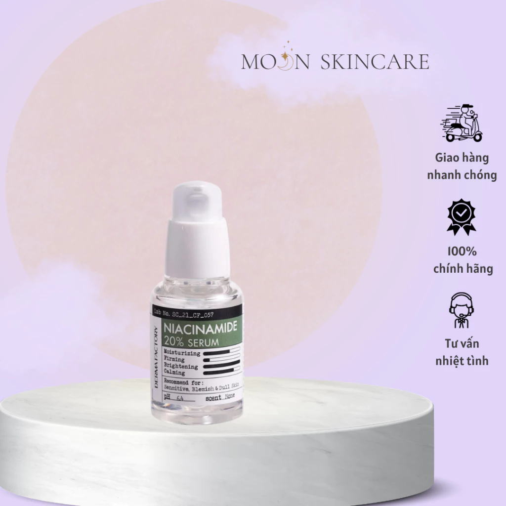 Tinh Chất Dưỡng Trắng Da Mờ Thâm Derma Factory Niacinamide 20% Serum 30ml