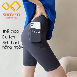 Quần Legging Nữ Lững Cạp Cao Có Túi Chất Vải Thun Co Giản Thiết Kế Nâng Mông, Ôm Eo Hách Dáng Thon Gọn, sale 07.07