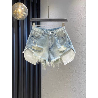 Quần Short Jeans Nữ Quần Bò Nữ Lưng Cao Túi Dài Chất Vải Dày Dặn