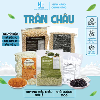 Trân châu đen hoàng kim sợi trắng olong gói 200g siêu dẻo dai thơm ngon ăn kèm trà sữa-Nguyên liệu Hucha