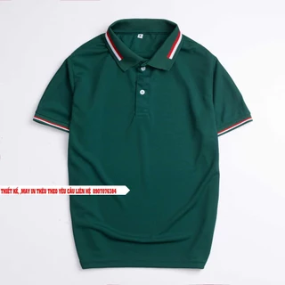 Áo thun polo màu Xanh ngọc lục bảo  bo sọc cổ 2 ya cao cấp - La'house Uniform