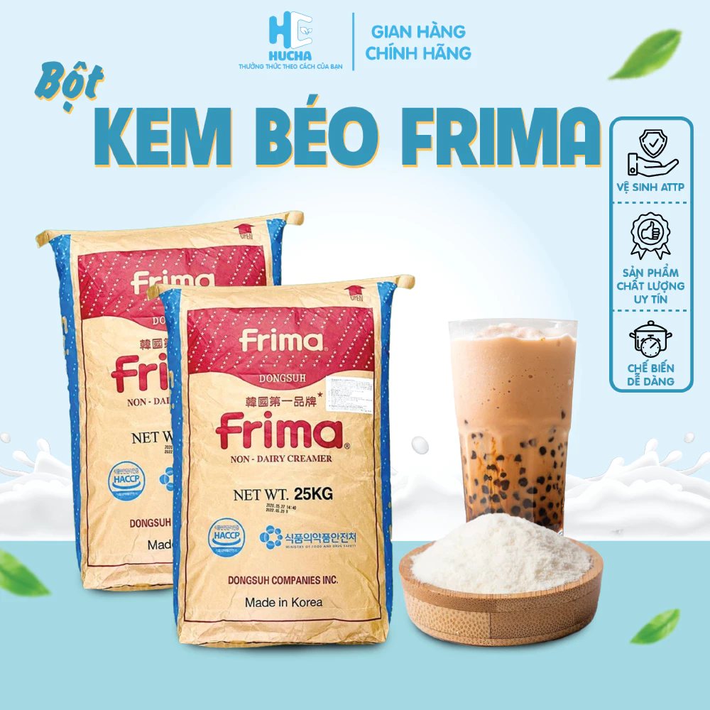 Bột kem béo Frima nguyên liệu pha trà sữa làm bánh kẹo kem ngủ cốc, nguyên liệu Hucha