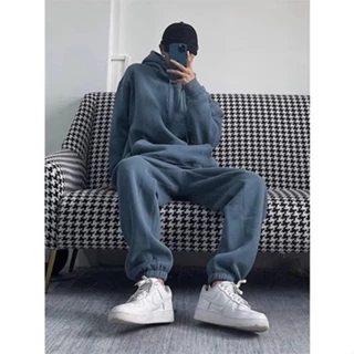 Bộ Nỉ Thể Thao Hoodie Trơn Phối Mũ Sành Điệu, Chất Liệu Nỉ Ngoại Mềm Mịn Thấm Hút Mồ Hôi Cực Tốt