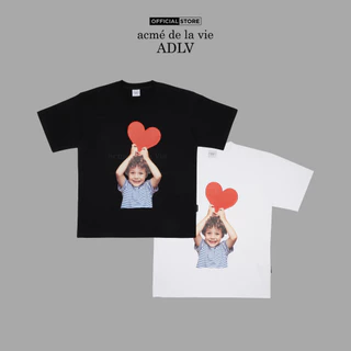 Áo thun ADLV Baby Face HEART BOY dáng oversized màu đen/trắng - Hàng chính hãng