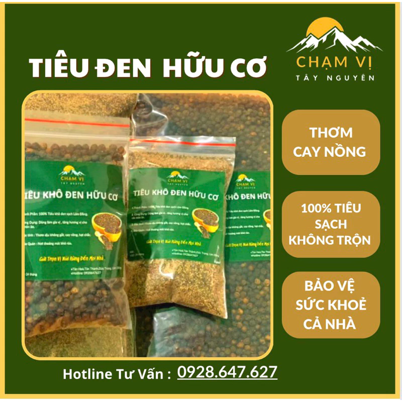 [Gói 100gram] Tiêu đen khô sạch 100% hữu cơ Lâm Đồng.