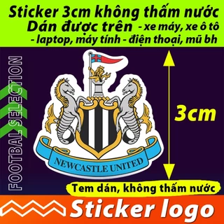 Tem dán Sticker không thấm nước logo Newcastle các đội bóng dán ô tô, mũ bh, laptop, máy tính, xe máy, điện thoại